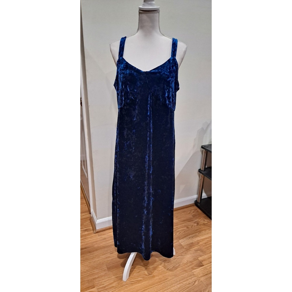 Jessica Simpson Women's Luxโ Crushed Velvet Slip Dress XL Shapphire Blue NWT